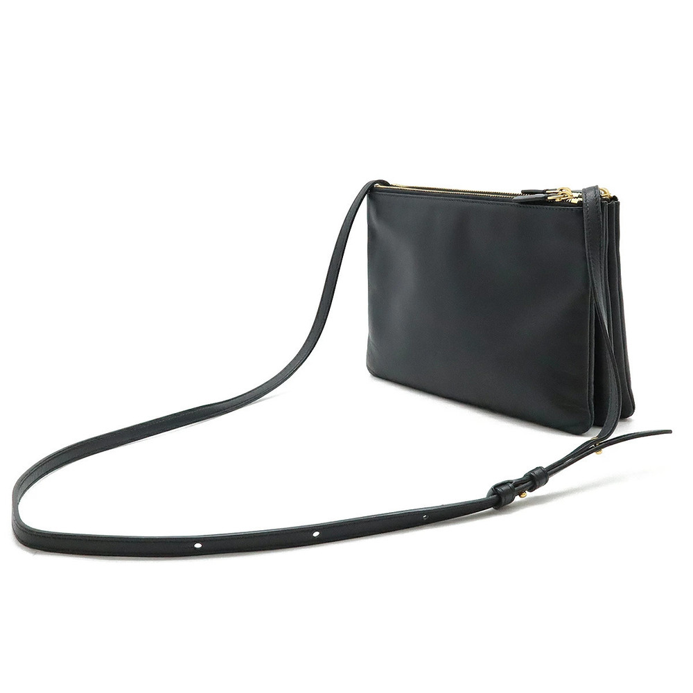 Celine Crossbody Trio Bag Black Leather Black